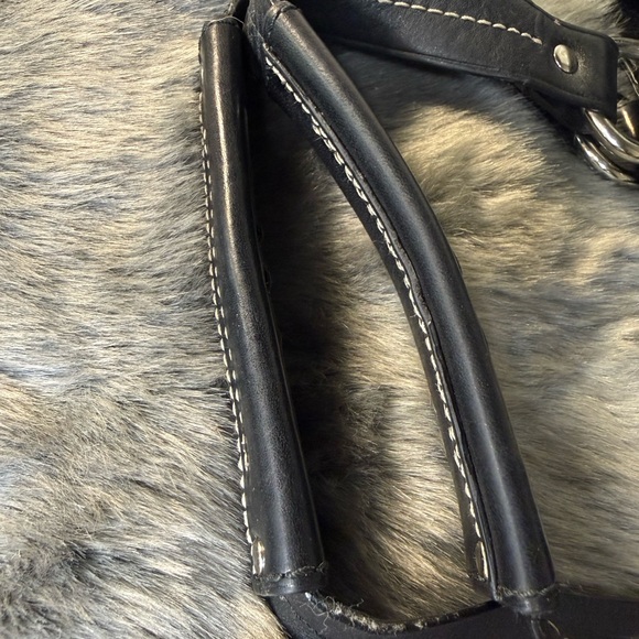 Coach Purse Shoulder Bag - Black leather canvas Python Snakeskin Hampton - Picture 11 of 16